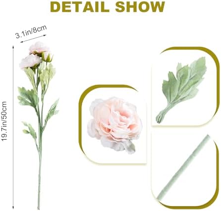 3PCS Light Pink Artificial Peonies with Real Touch Stems