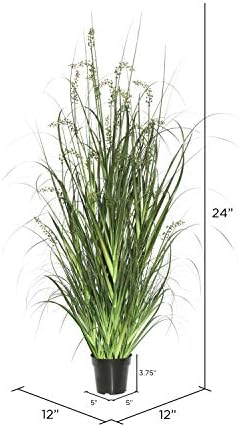 Vickerman 24 Inch Artificial Sheeps Grass with Black Plastic Pot