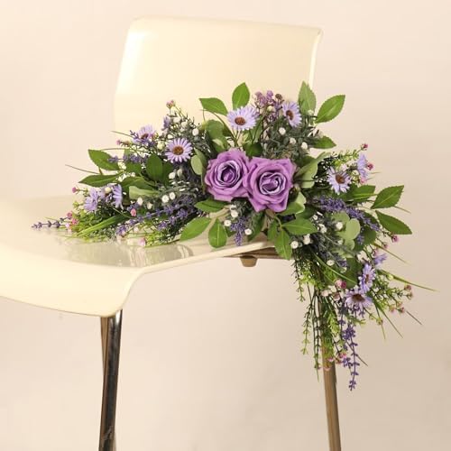 Lovmeety Artificial Spring Daisy Swag with Green Leaves