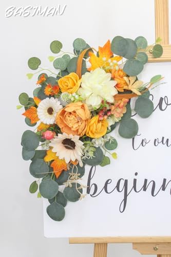 2pcs Dark Orange Wedding Arch Flowers Decor