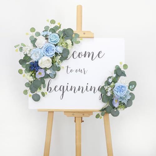2pcs Baby Blue Wedding Arch Flowers with Cable Ties