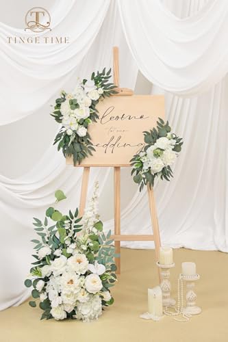 TINGE TIME Artificial Floral Swag Set of 2 Ivory White