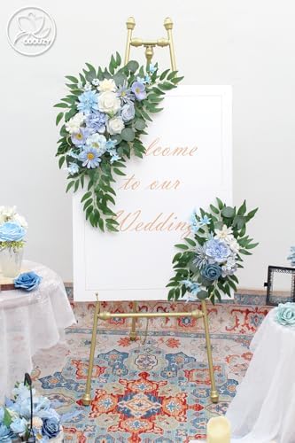 Odouzy Reusable Blue Artificial Wedding Arch Flowers