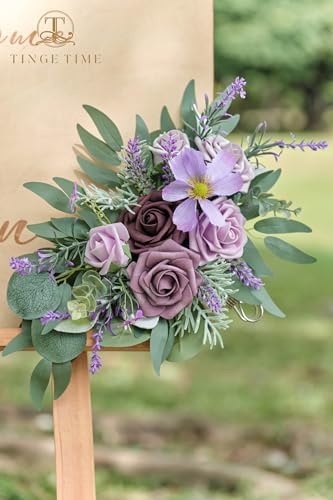 TINGE TIME Artificial Flower Swag Set of 2 Lavender and Plum
