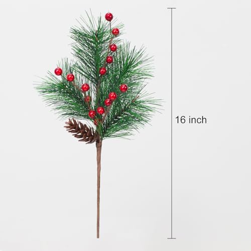 6 Pack Christmas Berries Artificial Pine Picks