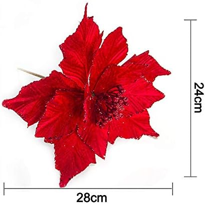 Glitter Velvet Poinsettia Flower Picks 6 Pack