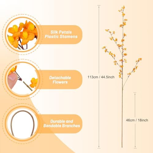 4Pcs Artificial Blossom Branches for Indoor Decor