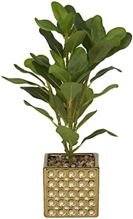 Deco 79 Artificial Bay Laurel Plant with Gold Porcelain Pot