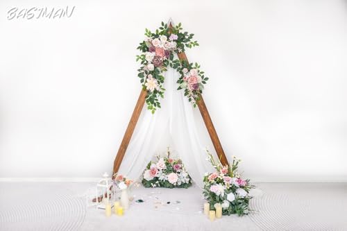 BASIMAN Arch Flowers with Drapes Kit for Wedding Decor