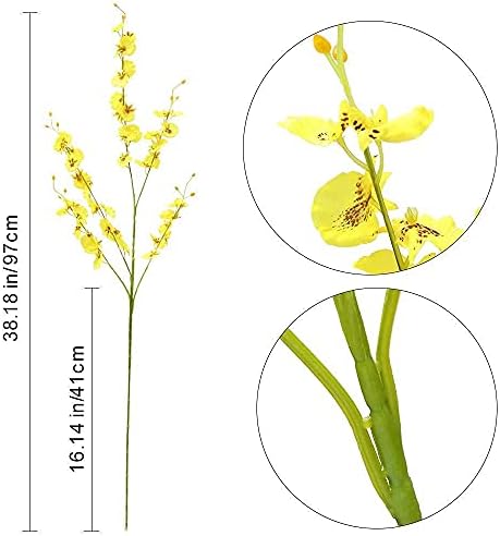 Kisflower 12Pcs Yellow Artificial Orchids for Wedding Decor