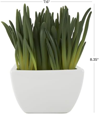 Deco 79 Artificial Plant with White Ceramic Pot 8x6x8 Inches Green