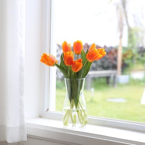 10PCS Artificial Flowers with Glass Vase