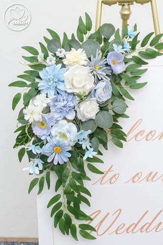 Odouzy Reusable Blue Artificial Wedding Arch Flowers