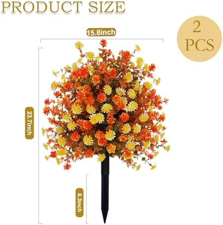 Fall Artificial Topiary Ball Tree with Mums Flowers Set of 2
