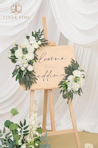 TINGE TIME Artificial Floral Swag Set of 2 Ivory White