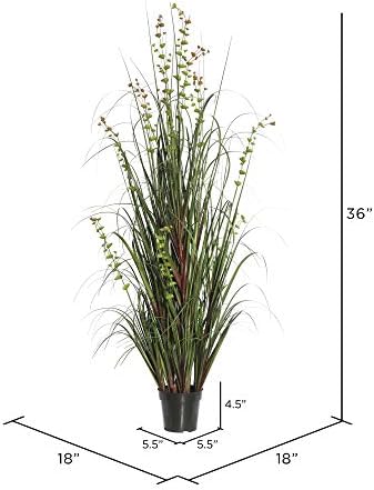 Vickerman 36 Inch Artificial Grass and Eucalyptus Plant with Black Pot