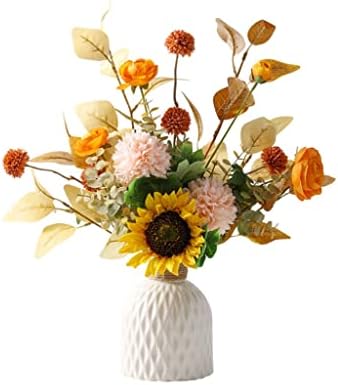 Silk Artificial Flower Branch with Ceramic Vase Set