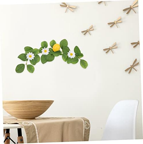 2pcs Artificial Lemon Garland with Dried Slices and Green Leaves