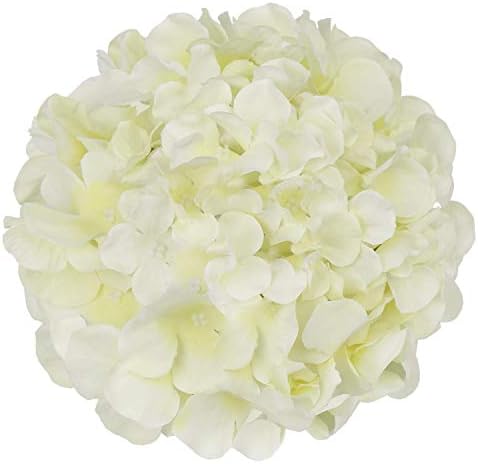 10pcs Faux Hydrangea Silk Flowers Heads with Removable Stems Ivory