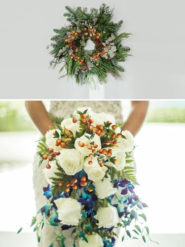Forlaoers 4Pcs 216 Inch Orange Artificial Flowers with Branches