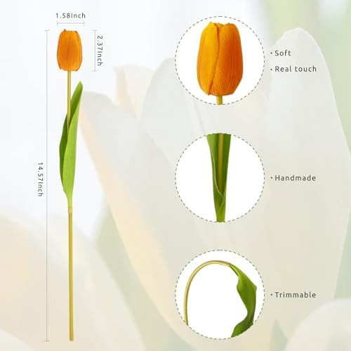 10PCS Artificial Flowers with Glass Vase