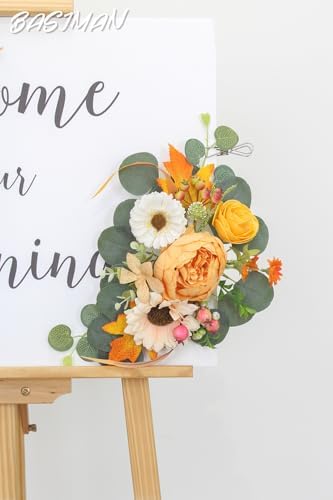2pcs Dark Orange Wedding Arch Flowers Decor