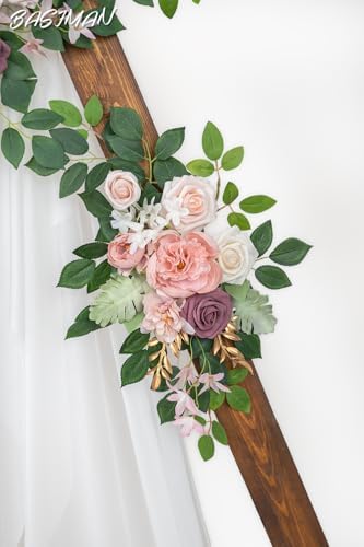 BASIMAN Arch Flowers with Drapes Kit for Wedding Decor