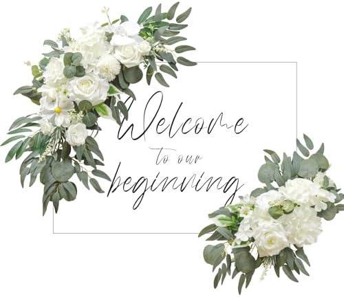 TINGE TIME Artificial Floral Swag Set of 2 Ivory White