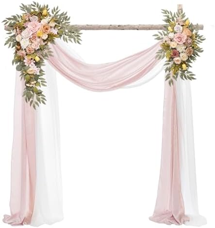 Odouzy Artificial Flowers Wedding Arch Set of 4 Champagne Pink