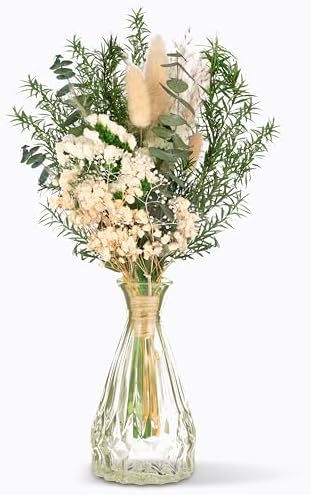 VAIPI Dried Flowers Bouquet with Glass Vase