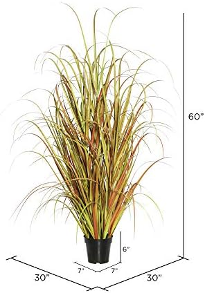 Vickerman 60 Inch Artificial Mixed Brown Grass with Black Pot