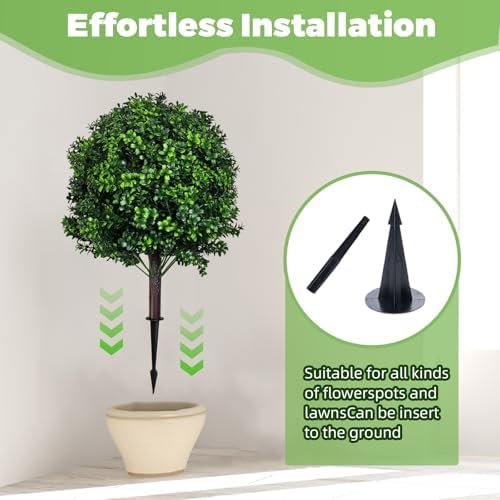 Artificial Boxwood Topiary Ball Trees 2 Set UV Resistant
