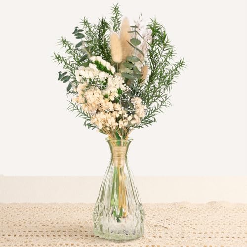 VAIPI Dried Flowers Bouquet with Glass Vase