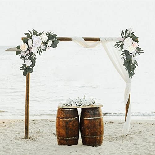 PerGar 2Pcs Artificial Wedding Arch Flowers Kit Pink