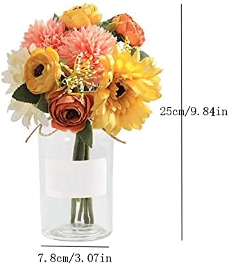 984 Inch Artificial Sunflower with Vase for Home Decor