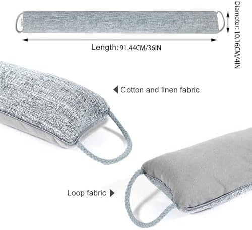36 Inch Under Door Draft Stopper with Weighted Sandbags and Hanging Loops