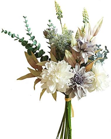 KIRIFLY Artificial Flowers Bouquet with Plastic Stems Purple White