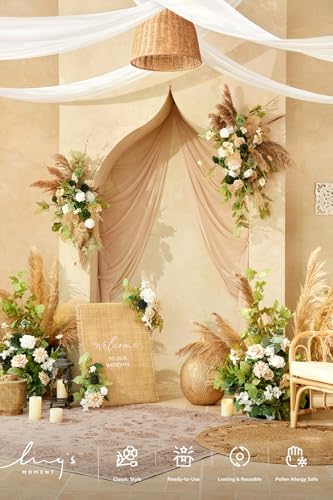 Lings Moment 2pcs Fall Wedding Floral Swags Welcome Sign Artificial Flowers Backdrop