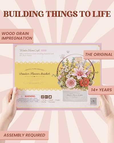 ROBOTIME 3D Wooden Puzzle Flower Basket Kit