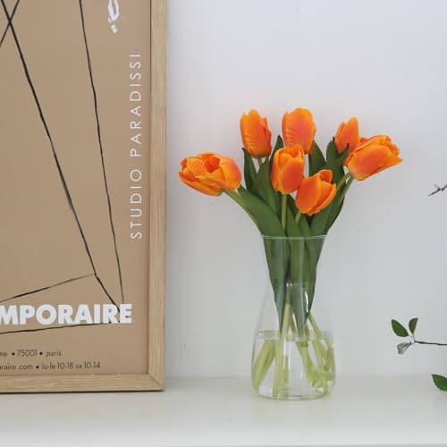 10PCS Artificial Flowers with Glass Vase