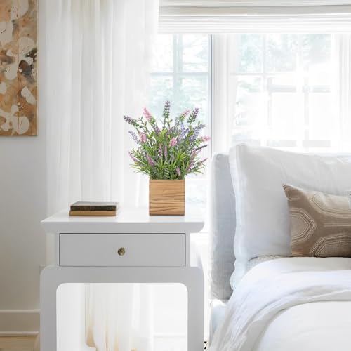 DILATATA Artificial Lavender Flowers in Wooden Pot