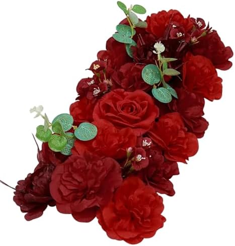 Silk Rose Arch Centerpiece - Wine Red 2086x944 Inch