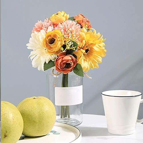 984 Inch Artificial Sunflower with Vase for Home Decor