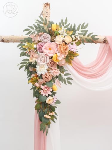 Odouzy Artificial Flowers Wedding Arch Set of 4 Champagne Pink