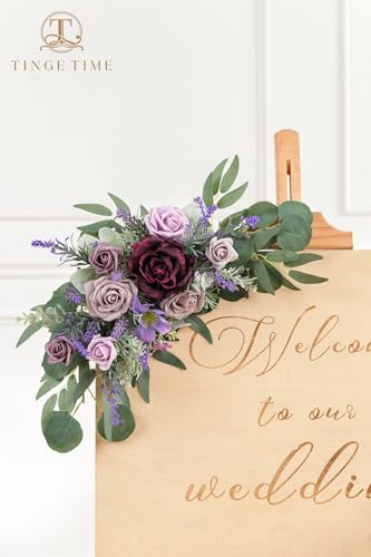 TINGE TIME Artificial Flower Swag Set of 2 Lavender and Plum