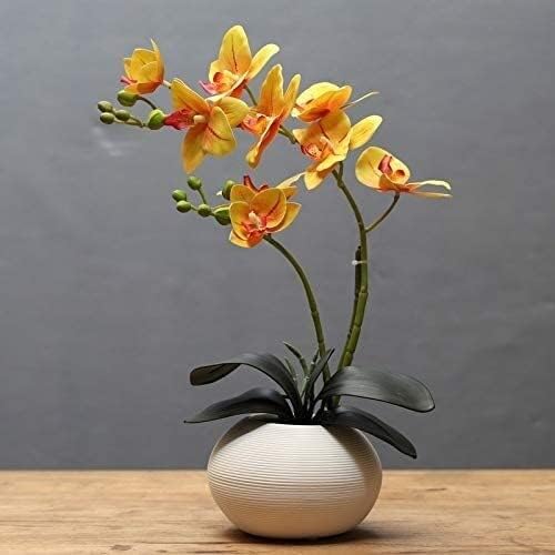 Artificial Flowers in Ceramic Vase Silk Orchid Bonsai Decor