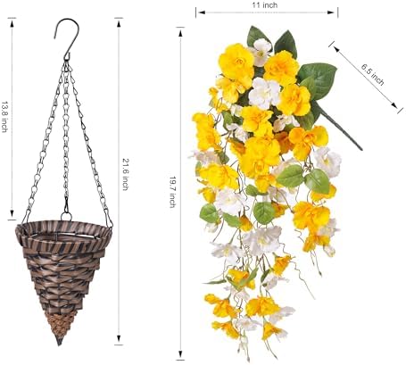 HyeFlora Artificial Hanging Hibiscus Flower Basket