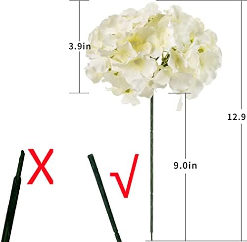 10pcs Faux Hydrangea Silk Flowers Heads with Removable Stems Ivory