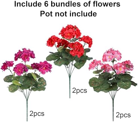HyeFlora Artificial Geraniums with 6 Bundles