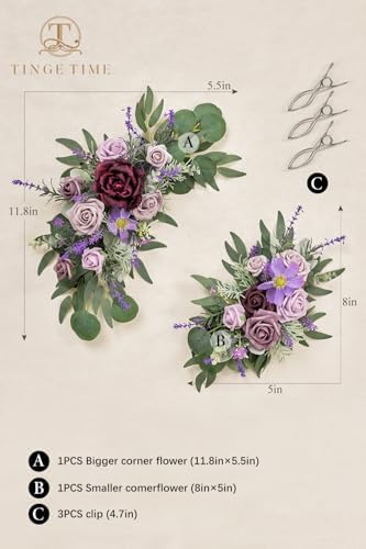 TINGE TIME Artificial Flower Swag Set of 2 Lavender and Plum